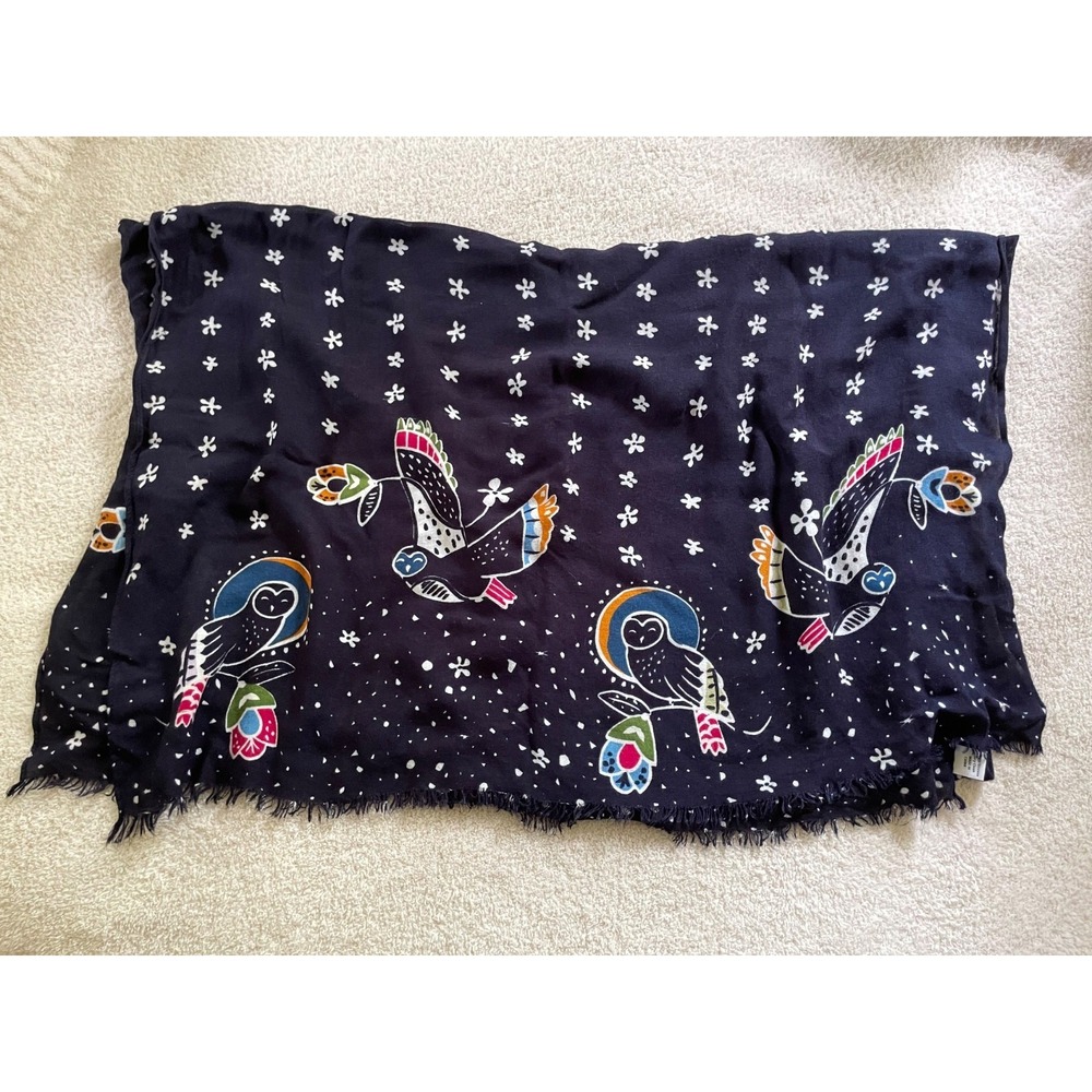 Vera Bradley navy Night Sky Owl flowy scarf lagenlook boho